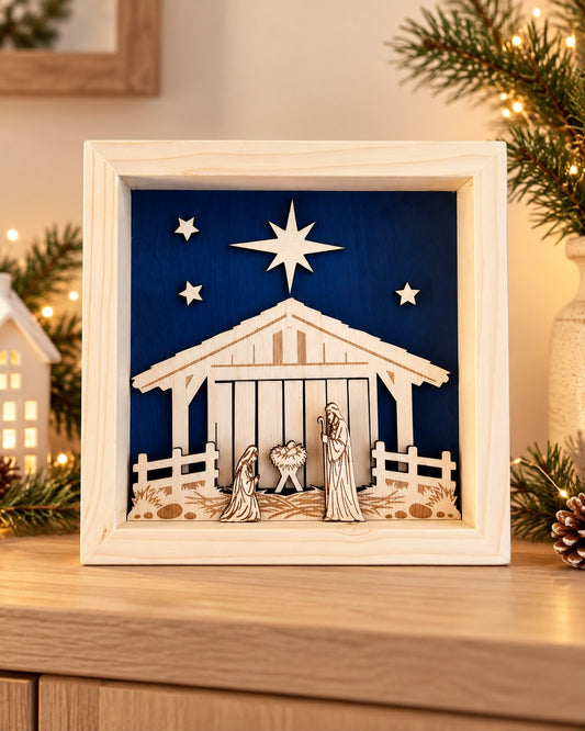 Quadro presepe in legno Natività