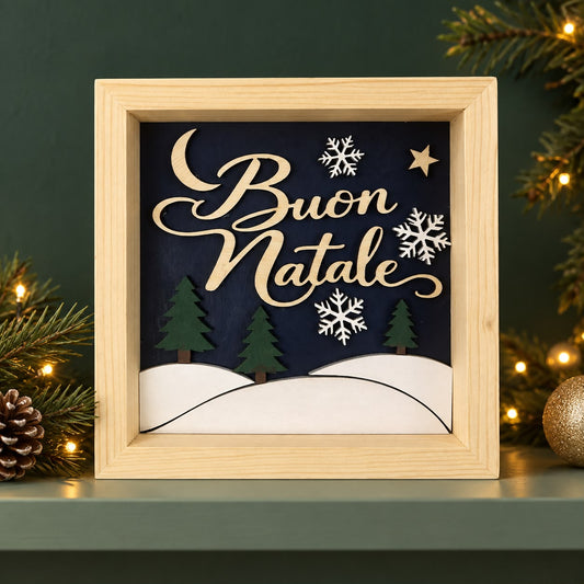 Quadro natalizio in legno "Buon Natale"