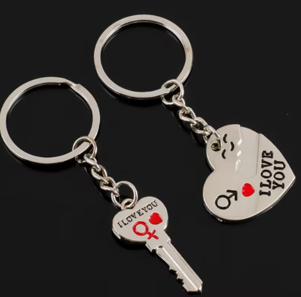 Portachiavi di coppia con chiave del cuore