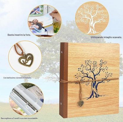 Album fotografico con incisione in legno