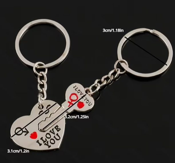Portachiavi di coppia con chiave del cuore