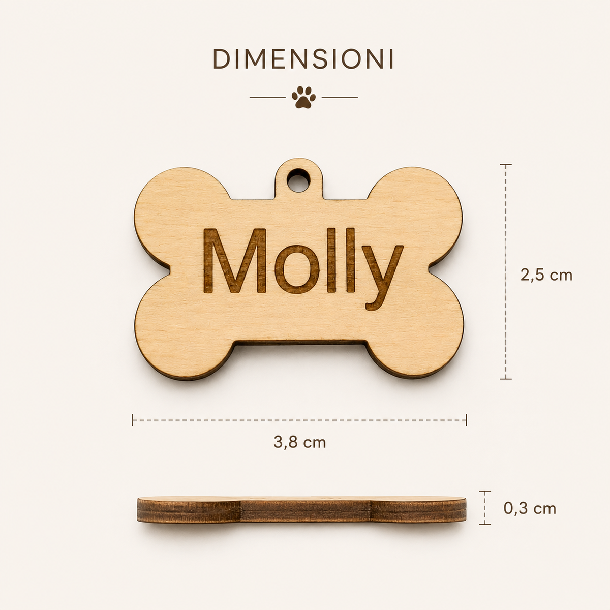 Medaglietta cane in legno personalizzabile