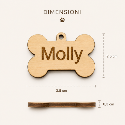 Medaglietta cane in legno personalizzabile