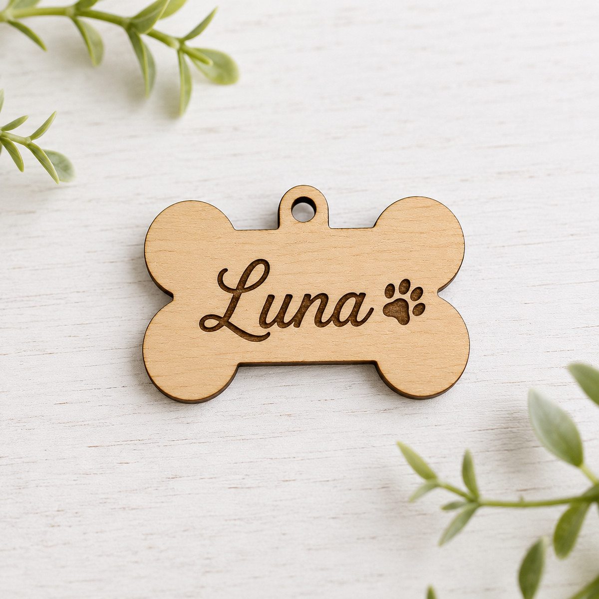 Medaglietta cane in legno personalizzabile