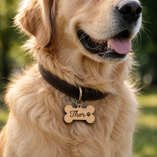 Medaglietta cane in legno personalizzabile