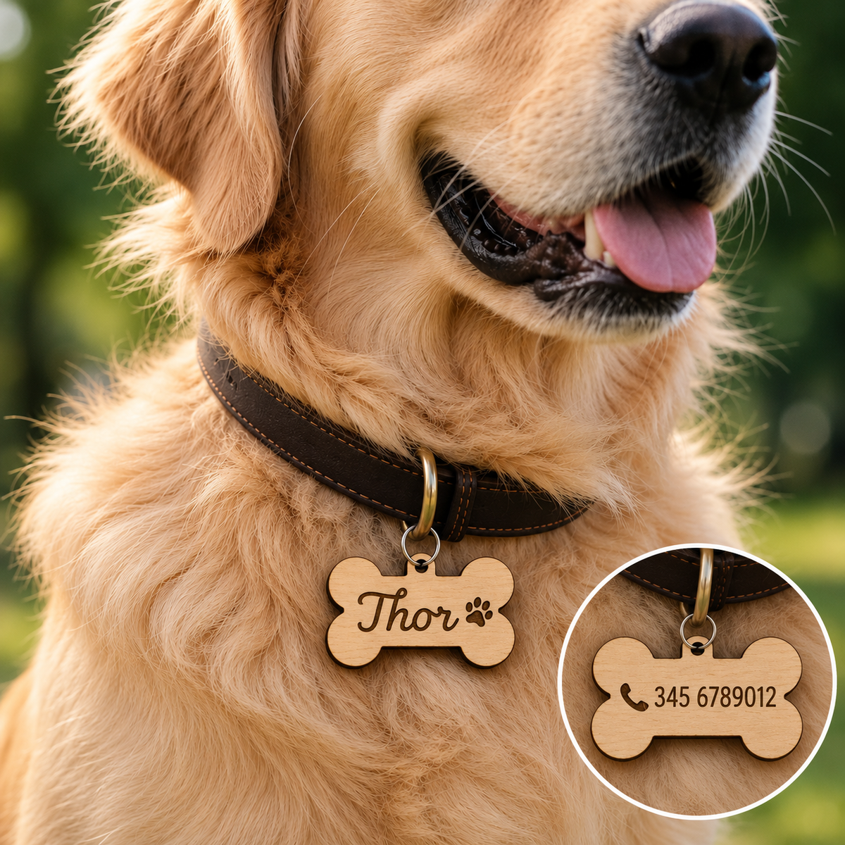 Medaglietta cane in legno personalizzabile