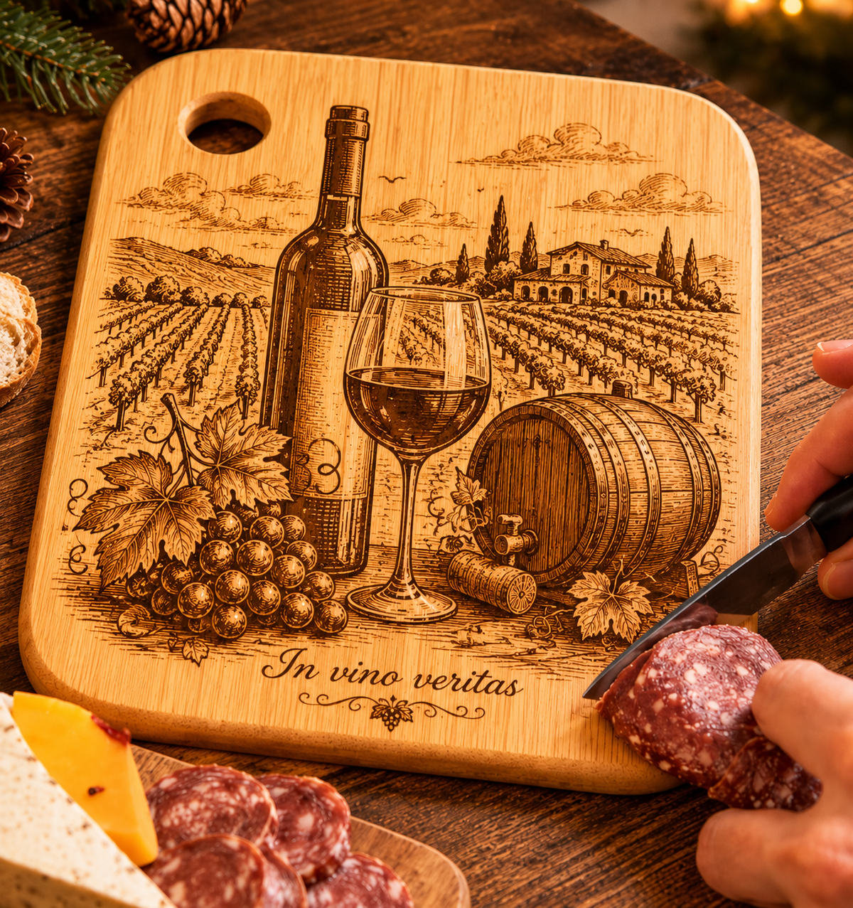 Tagliere a tema vino