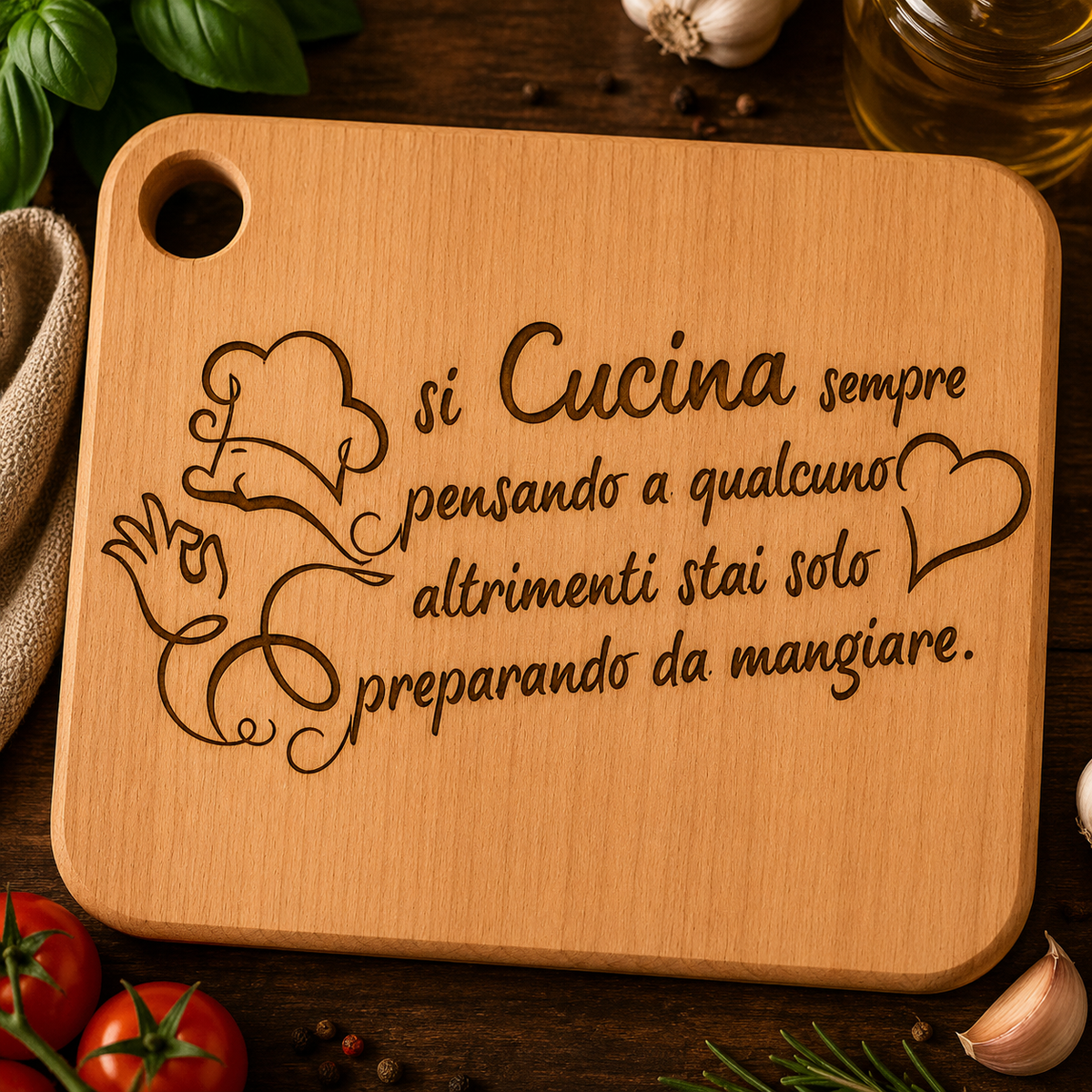 Tagliere a tema cucina