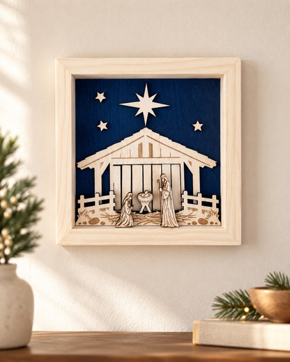 Quadro presepe in legno Natività