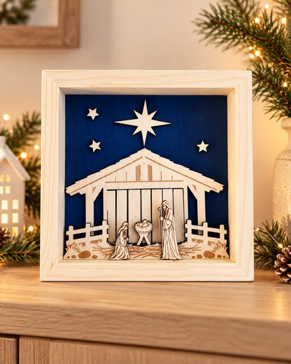 Quadro presepe in legno Natività