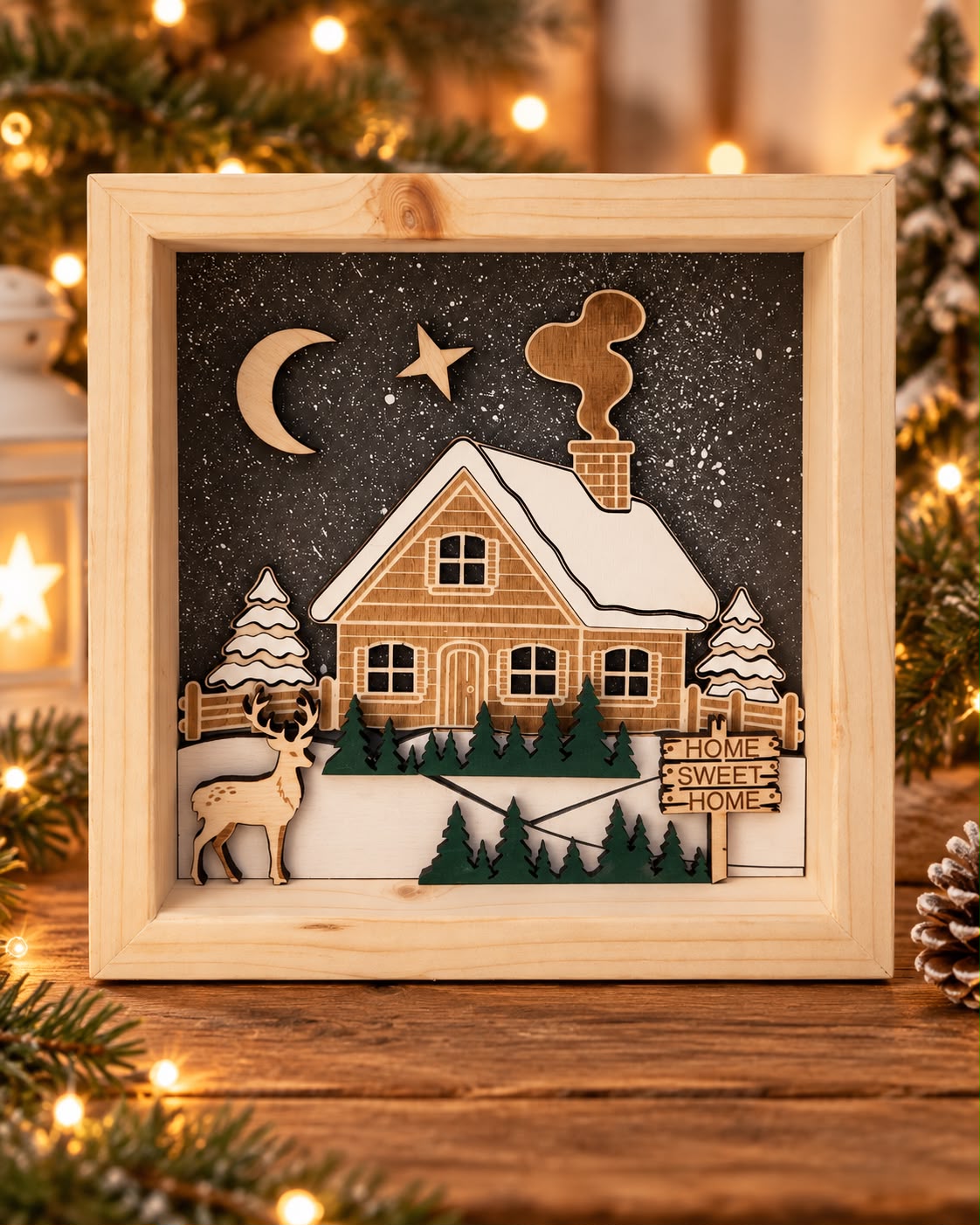 Quadro natalizio "home sweet home"