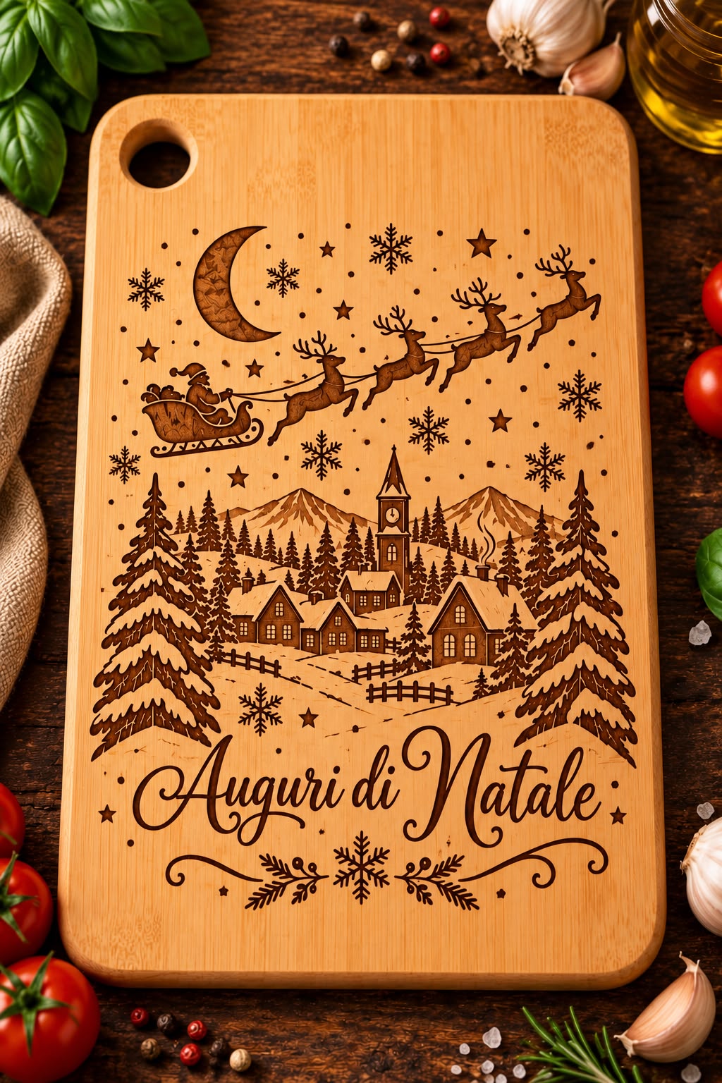 Tagliere natalizio "auguri di Natale"