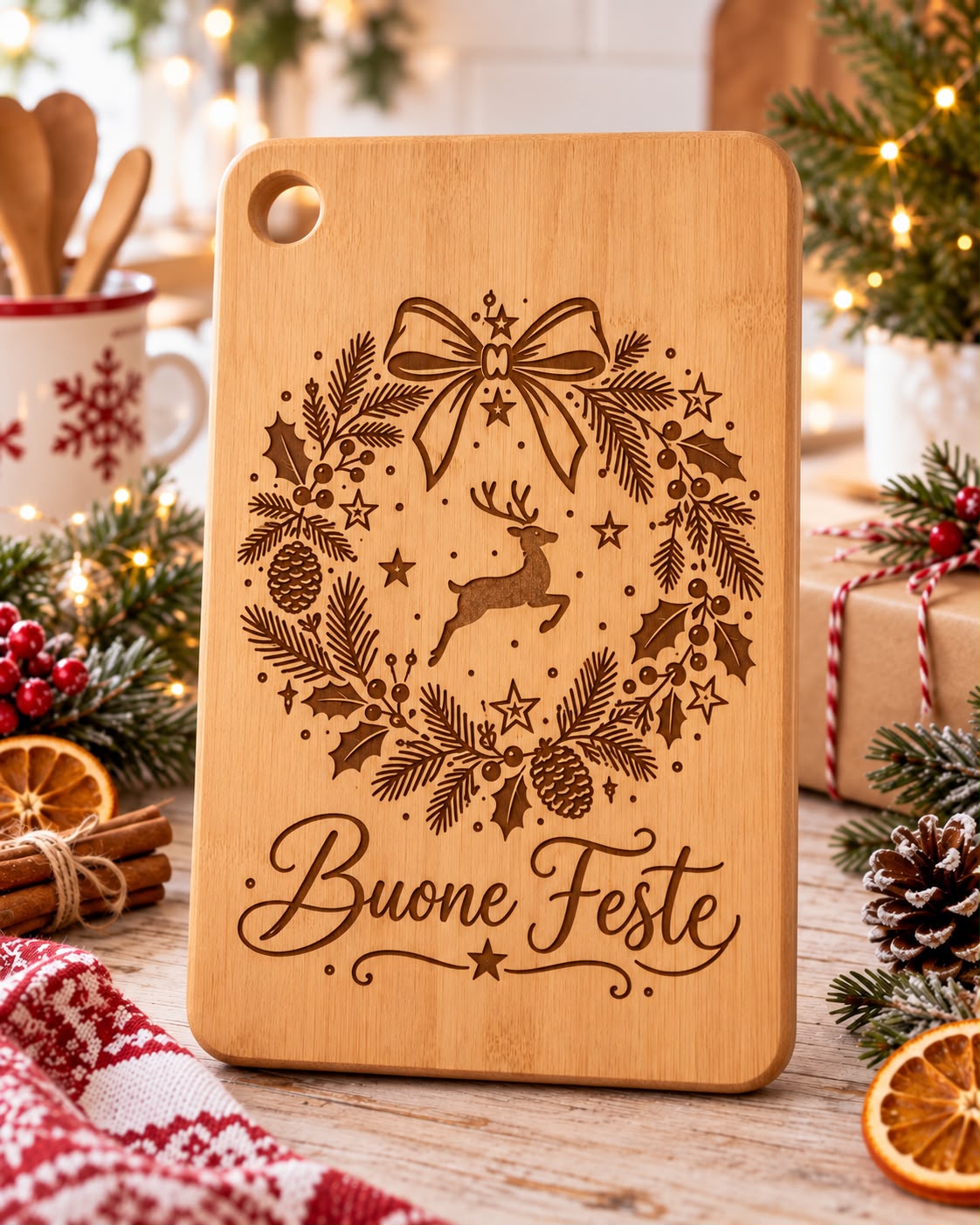 Tagliere natalizio "Buone feste"