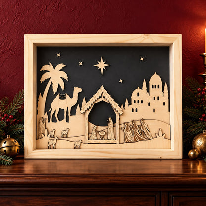 Presepe in legno 3D con Natività