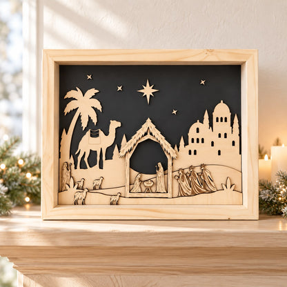 Presepe in legno 3D con Natività