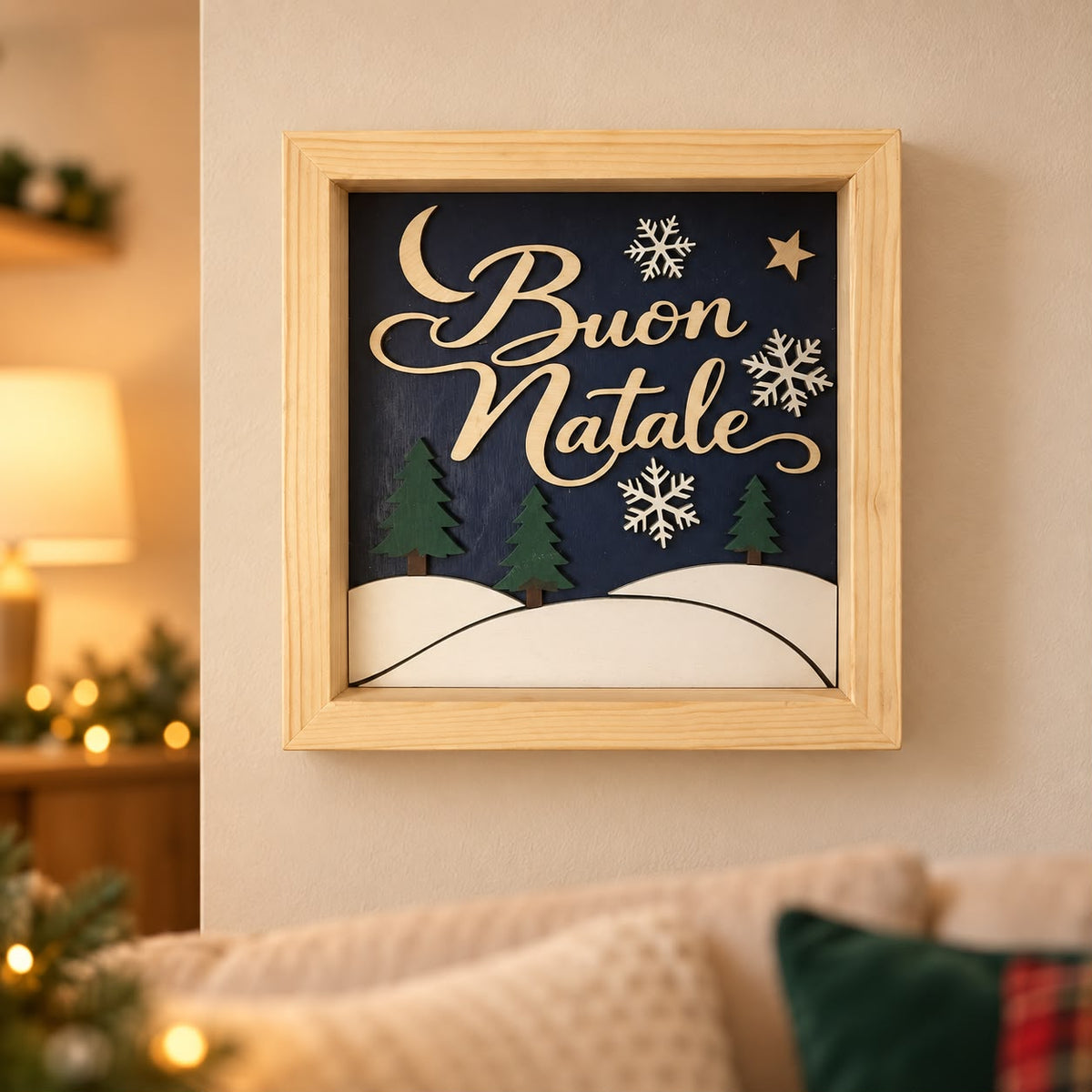 Quadro natalizio in legno "Buon Natale"